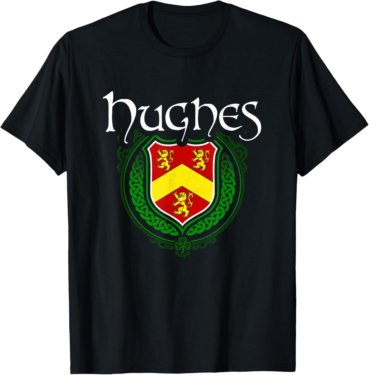 Hughes Surname Irish Clan Tartan Badge Ireland T-Shirt - T-Shirt | Black
