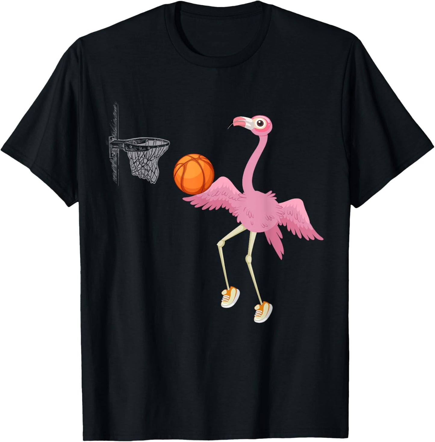 Flamingo Basketball Flamingo Playing Basketball Flamingo T-Shirt - T-Shirt | Black