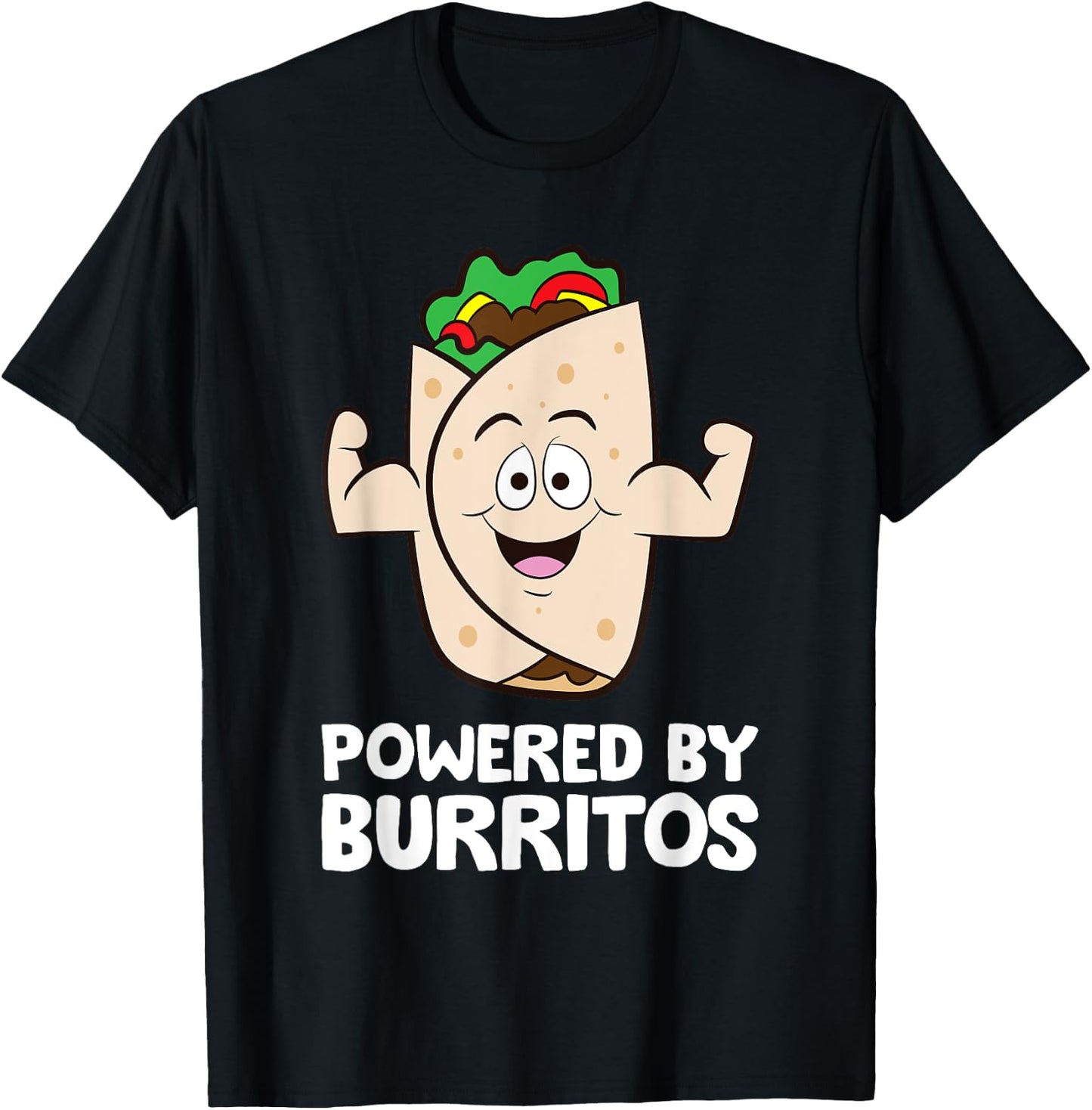 Mexican Food Burrito Lover Powered By Burritos T-Shirt - T-Shirt | Black