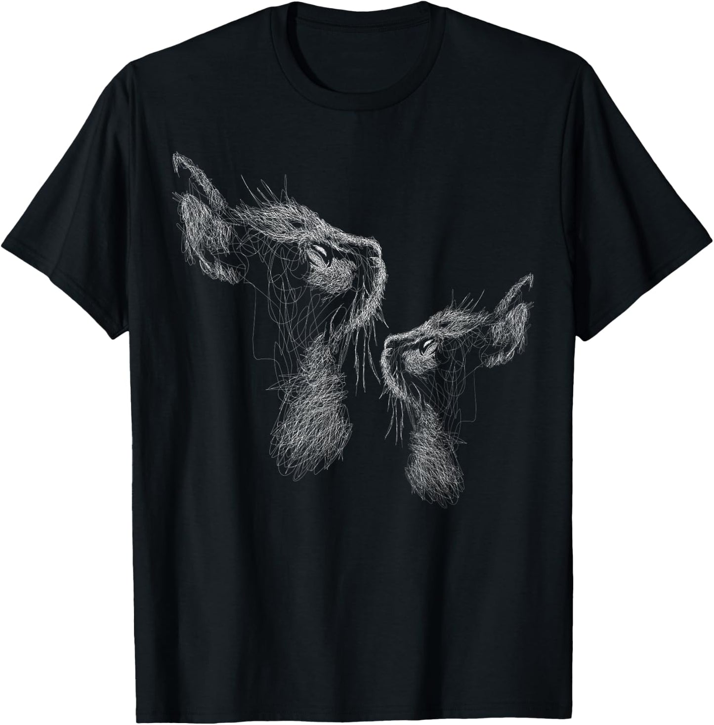 cute two cat scribble art sketch for lover cats kitty kitten Women Kids T-Shirt - T-Shirt | Black