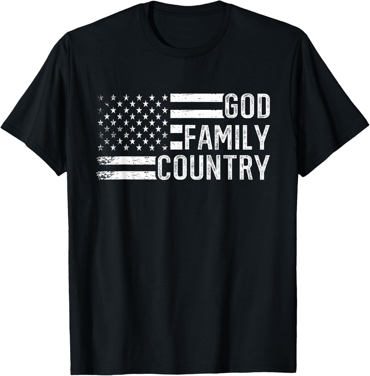 God Family Country - Patriotic Christian US Flag T-Shirt - T-Shirt | Black