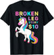 Funny Broken Leg Story $10 - I Do My Own Stunts Cute Unicorn T-Shirt - T-Shirt | Black