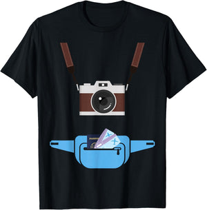Tourist Spirit Day Camera Passport Fanny-Pack T-Shirt - T-Shirt | Black
