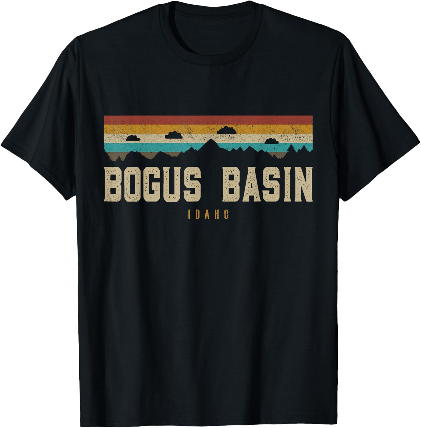 Bogus Basin Mountains Idaho Hiking Outdoors Retro T-Shirt - T-Shirt | Black