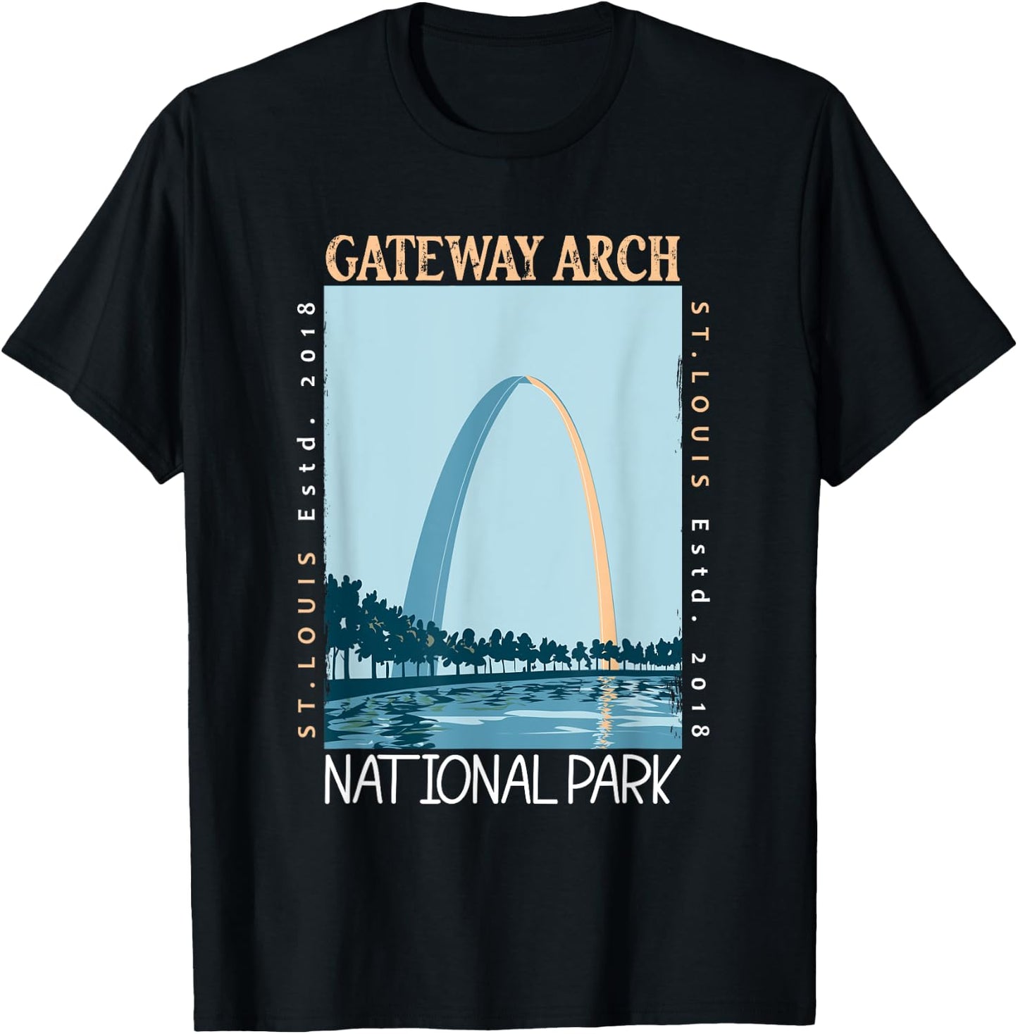 Gateway Arch National Park Distressed Vintage T-Shirt - T-Shirt | Black