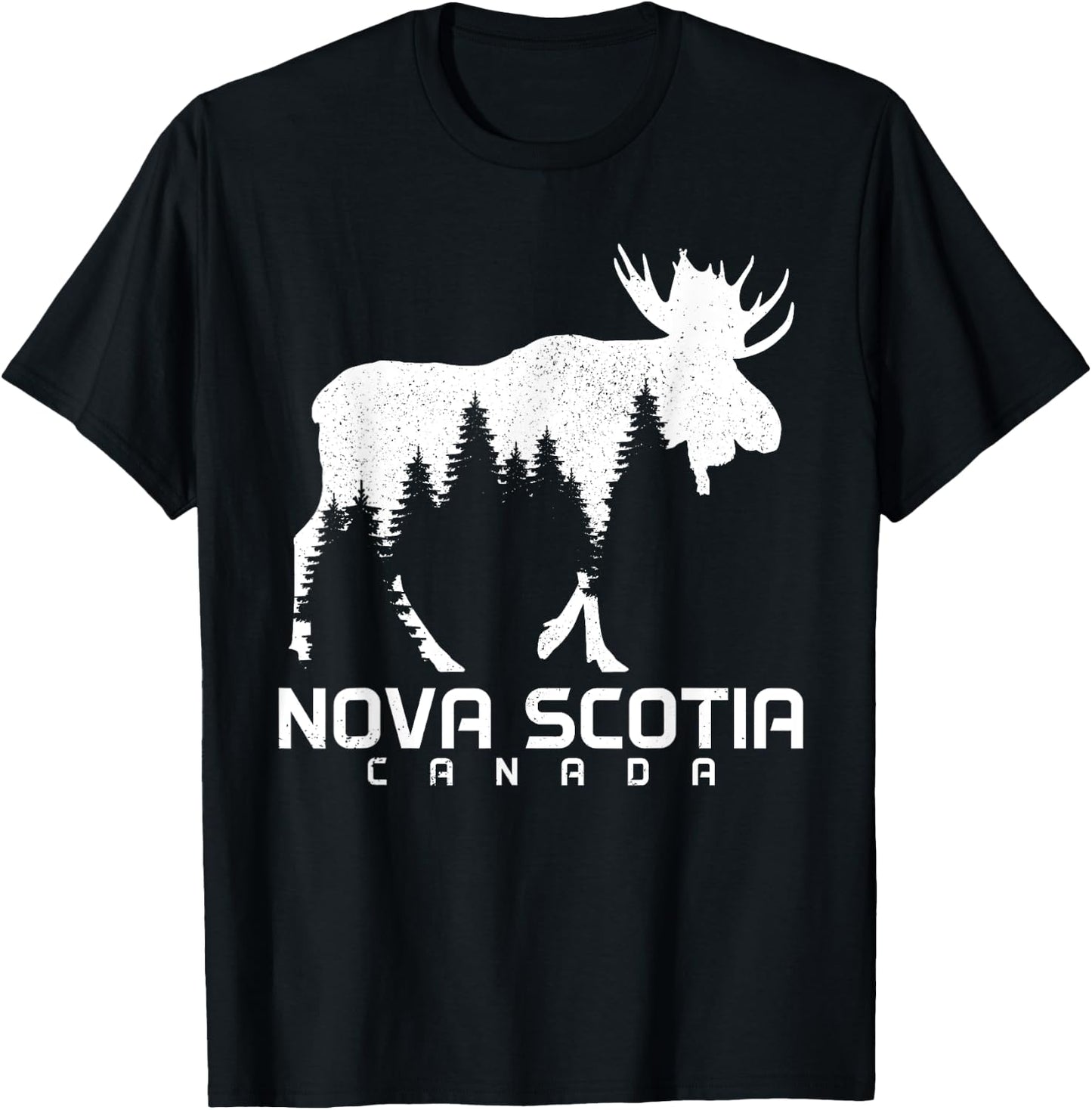 Nova Scotia Canada Vintage Pride Souvenir Moose Nature T-Shirt - T-Shirt | Black