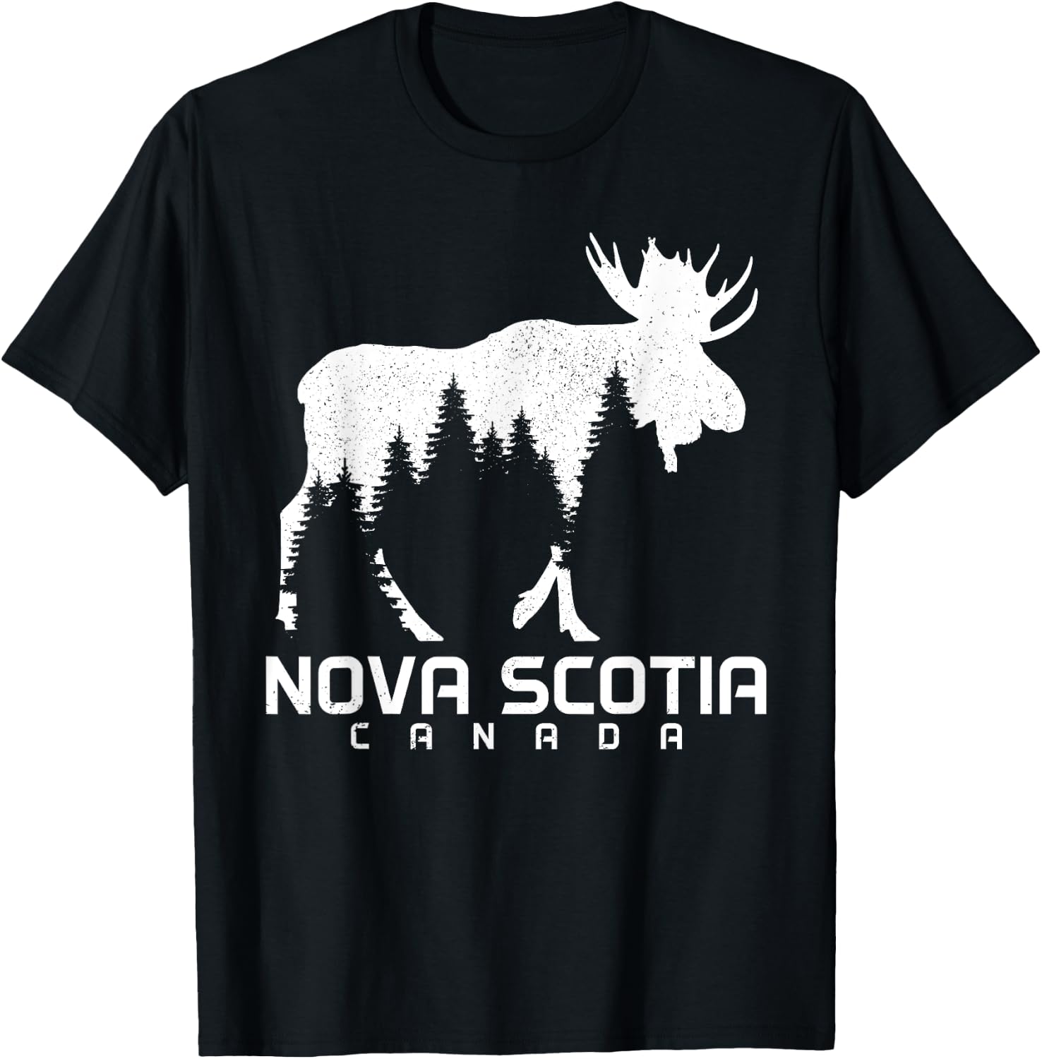 Nova Scotia Canada Vintage Pride Souvenir Moose Nature T-Shirt - T-Shirt | Black