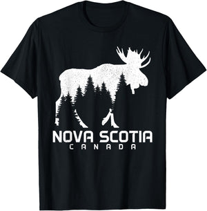 Nova Scotia Canada Vintage Pride Souvenir Moose Nature T-Shirt - T-Shirt | Black