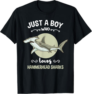 Just A Boy Who Loves Hammerhead Sharks T-Shirt - T-Shirt | Black