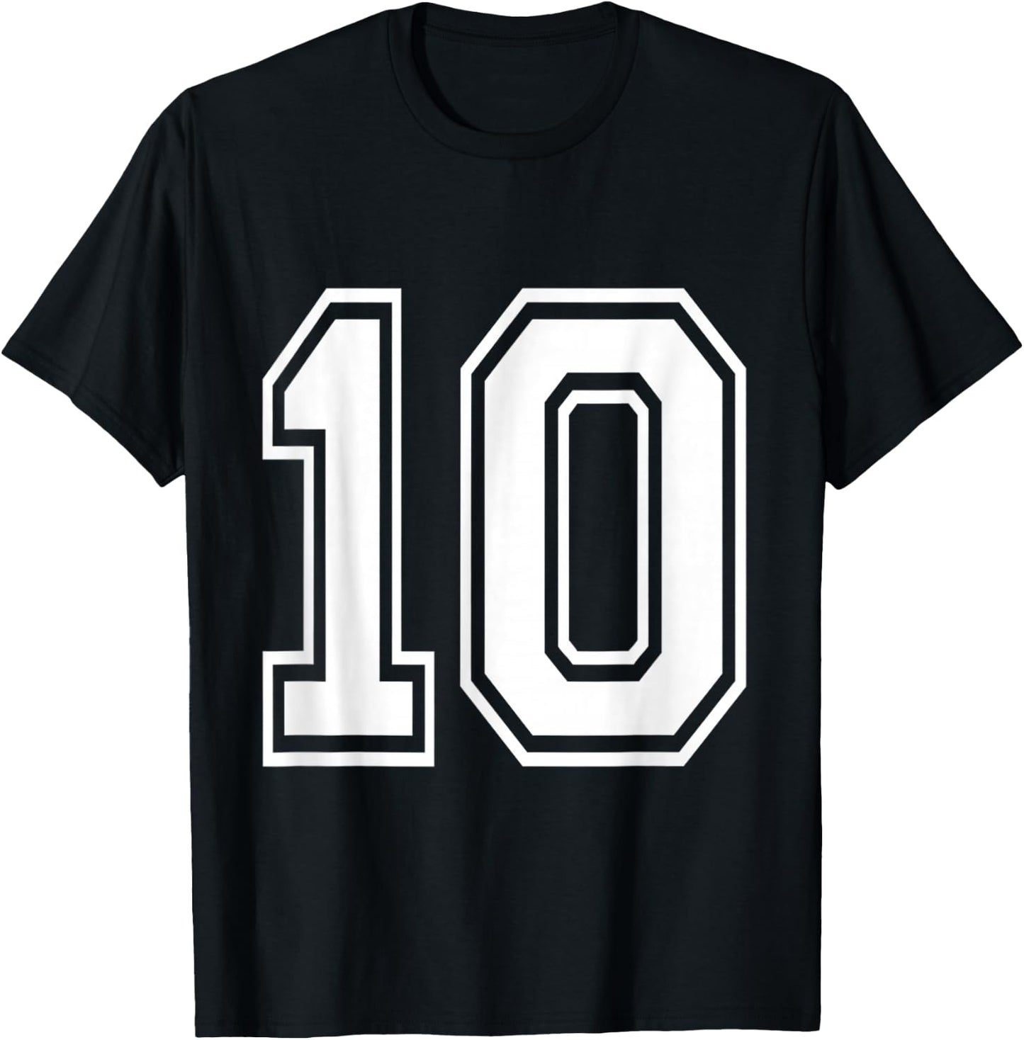 Number 10 Baseball Football Soccer Numbered Jersey T-Shirt - T-Shirt | Black