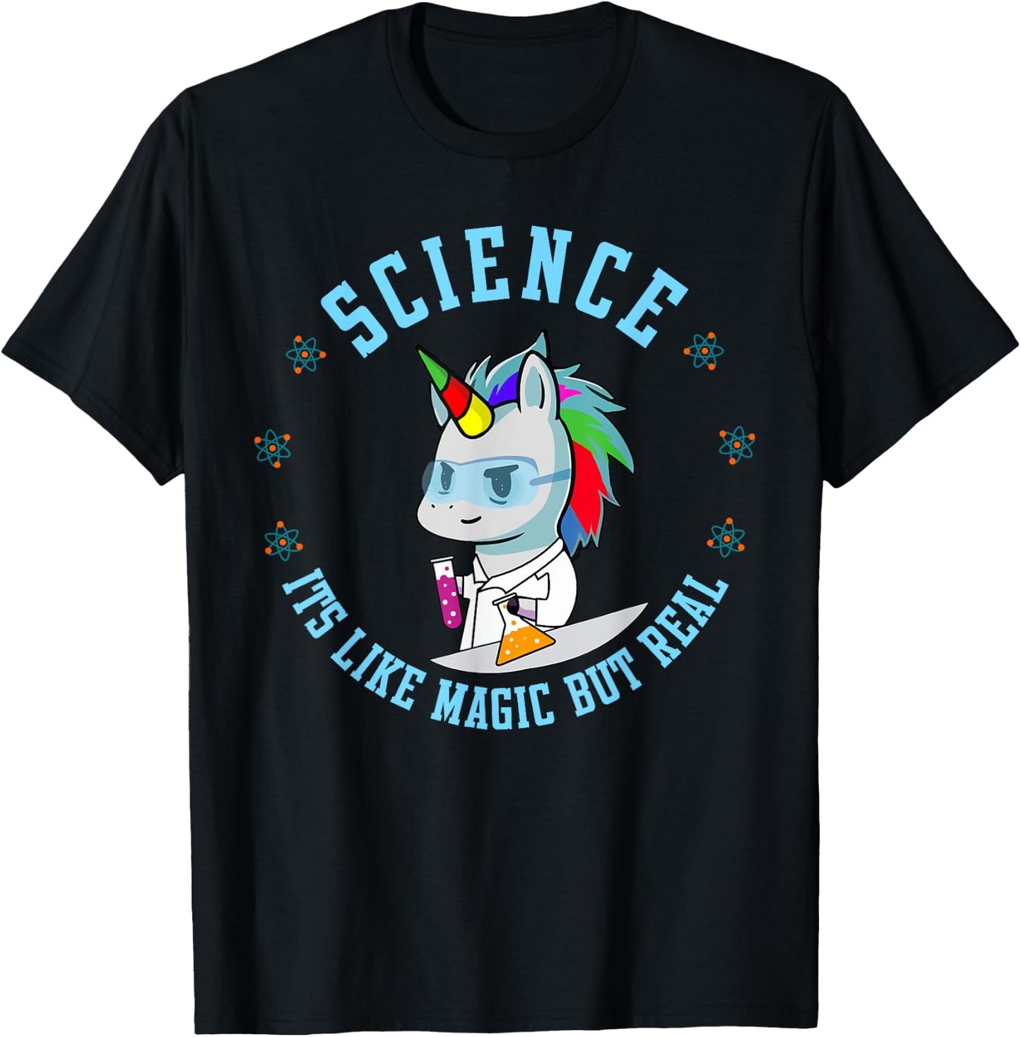 Unicorn Scientist Funny Science Is Like Magic But Real T-Shirt - T-Shirt | Black