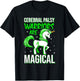 Cerebral Palsy Awareness Unicorn Warrior Magical Ribbon T-Shirt - T-Shirt | Black