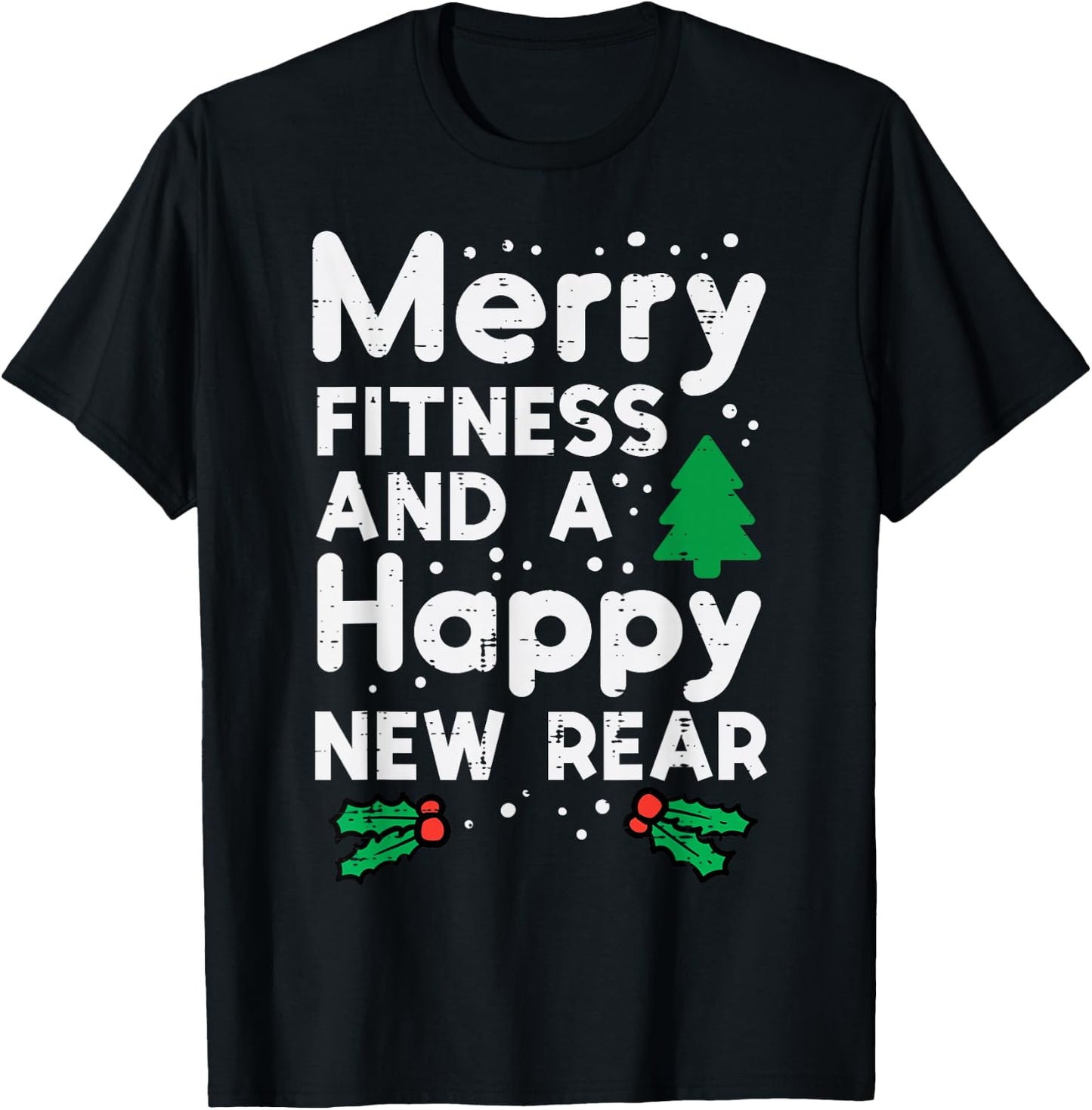 Christmas Merry Fitness Happy New Rear Xmas Workout Women T-Shirt - T-Shirt | Black