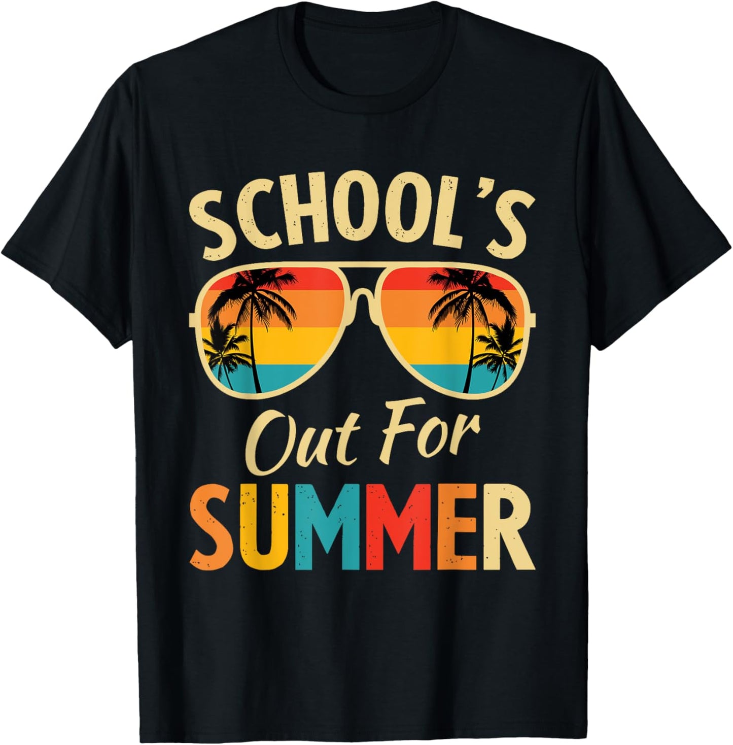 Last Day Of School Retro Schools Out For Summer Teacher T-Shirt - T-Shirt | Black