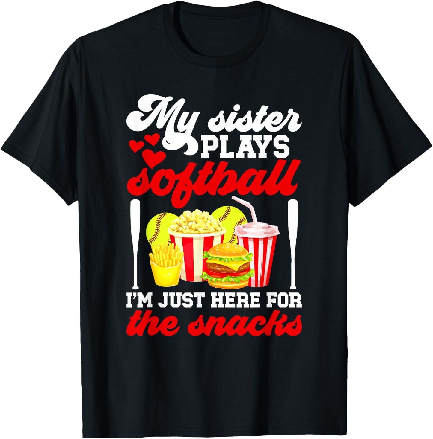 My Sister Plays Softball Sister Of A Softball Player Sister T-Shirt - T-Shirt | Black