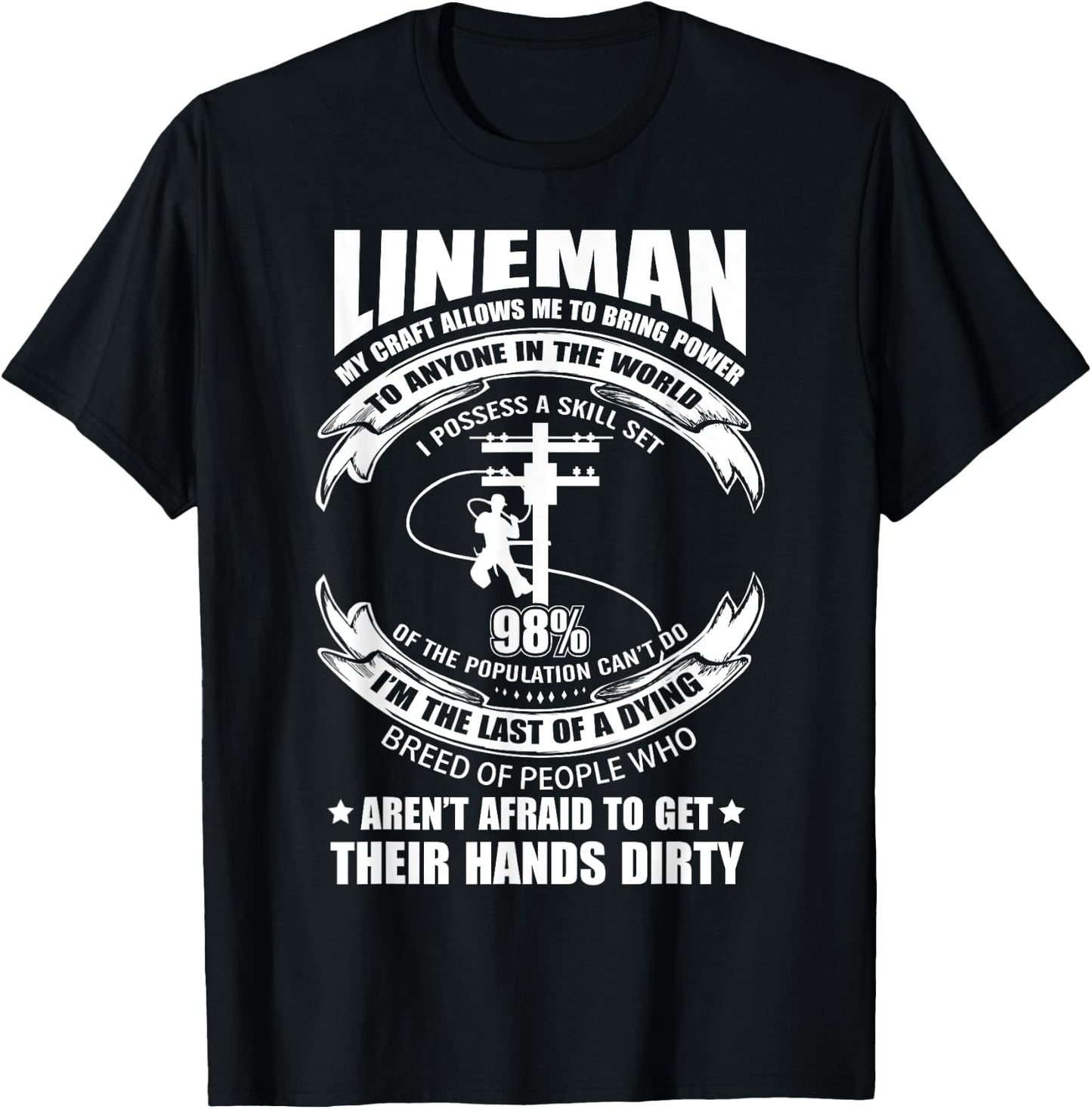 Power Lineman Electric My Craft To Bring Power Skill Set T-Shirt - T-Shirt | Black