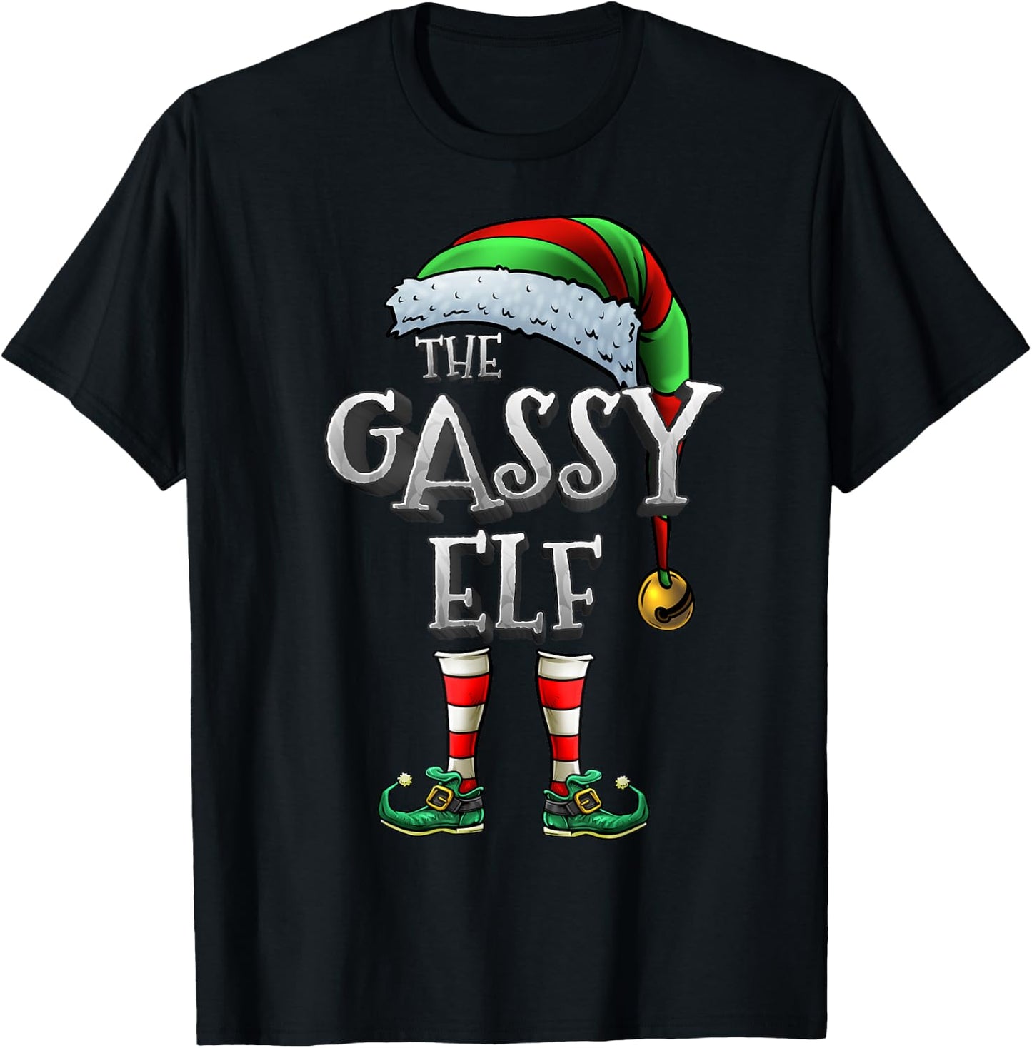 The Gassy Elf Shirt Matching Family Gassy Christmas Elf T-Shirt - T-Shirt | Black