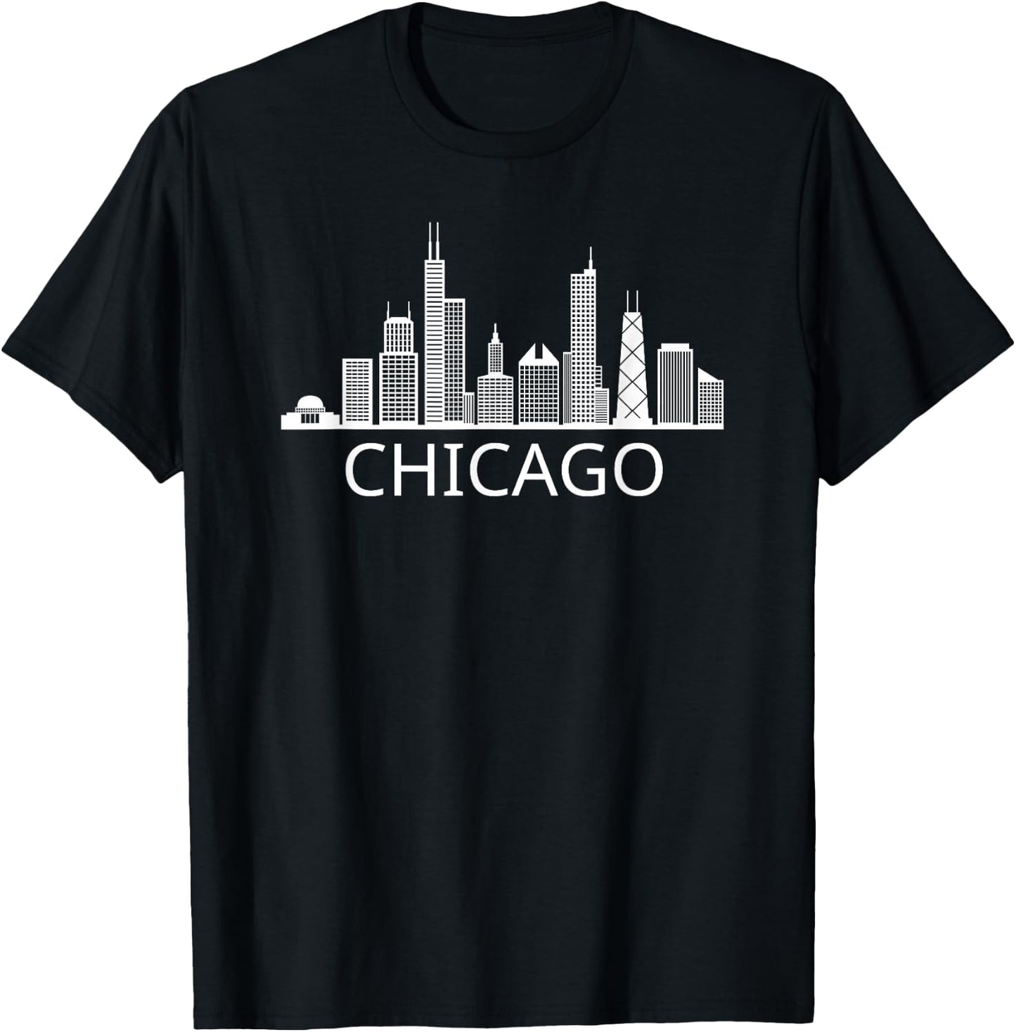 Chicago Skyline - Throwback Design - Classic T-Shirt - T-Shirt | Black