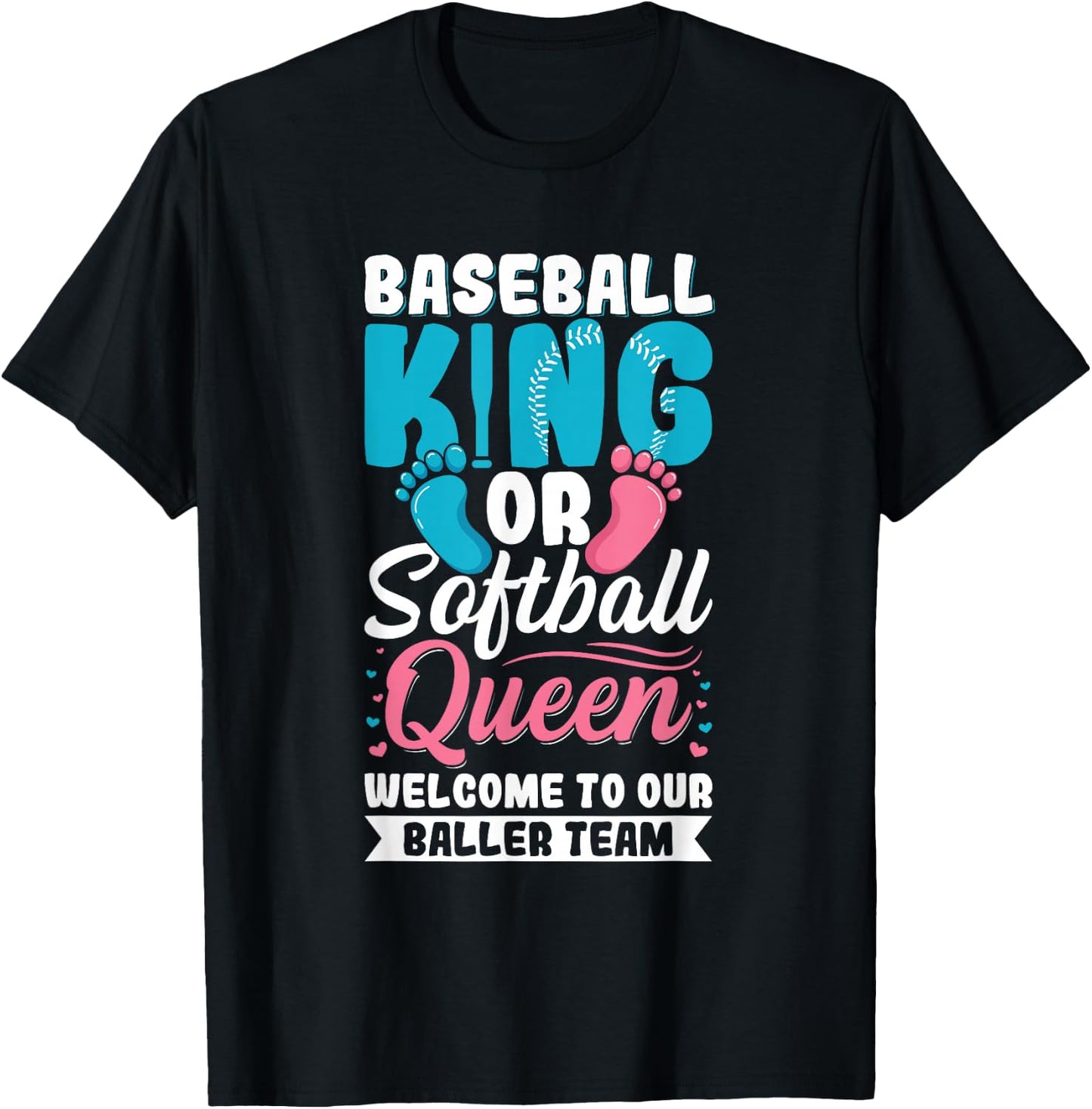 Baseball Gender Reveal Party Design for a Baseball Player T-Shirt - T-Shirt | Black
