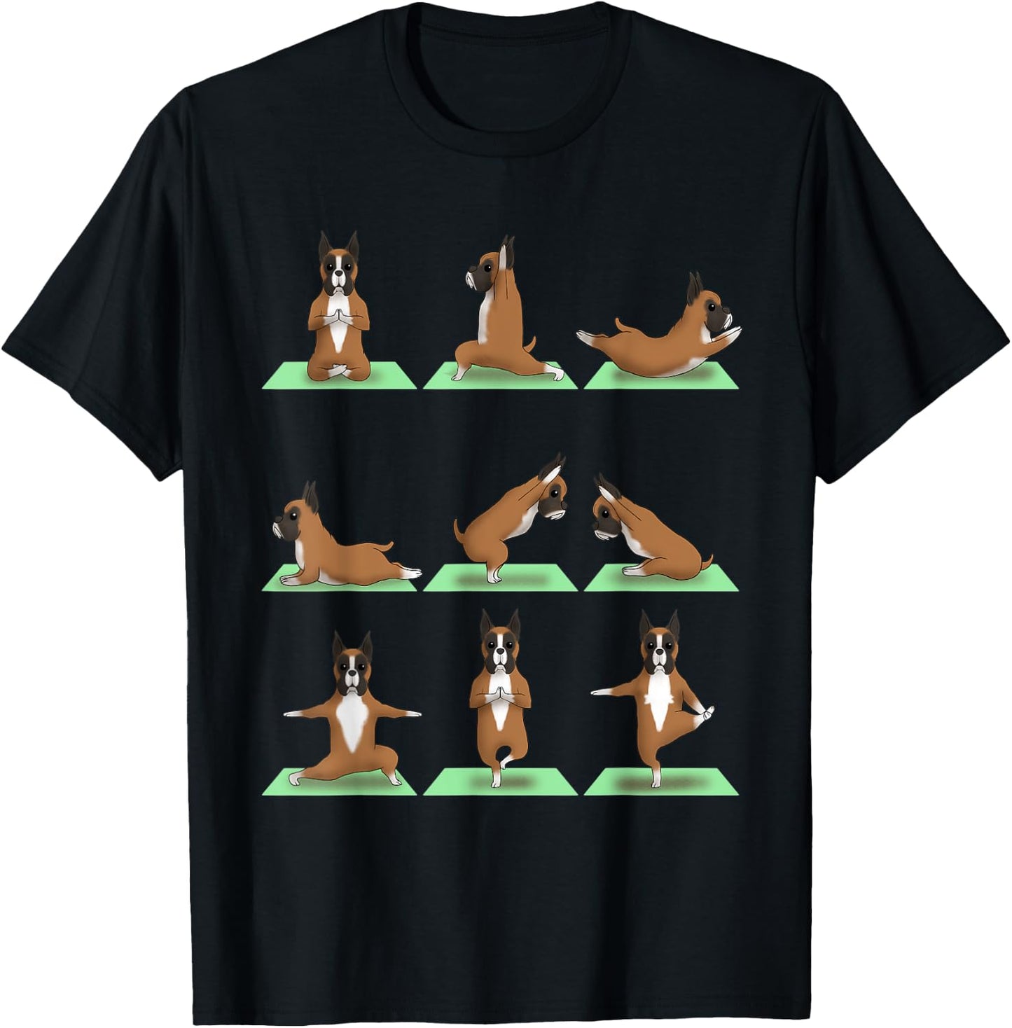 American Boxer Dog Yoga Pose Zen Workout Exercise Yogi Cute T-Shirt - T-Shirt | Black