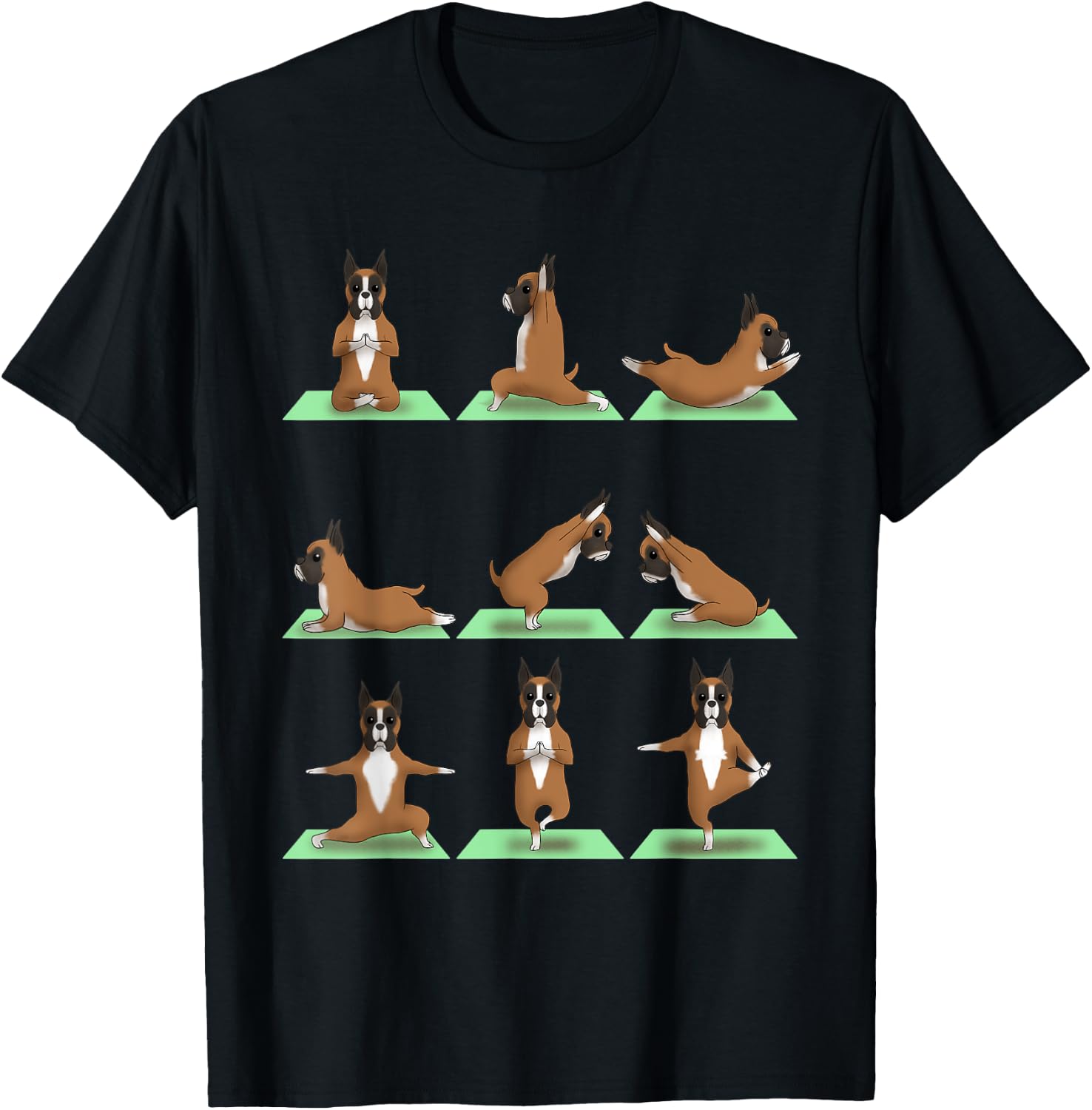 American Boxer Dog Yoga Pose Zen Workout Exercise Yogi Cute T-Shirt - T-Shirt | Black
