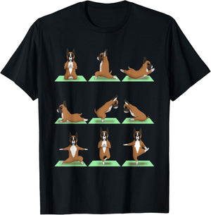 American Boxer Dog Yoga Pose Zen Workout Exercise Yogi Cute T-Shirt - T-Shirt | Black