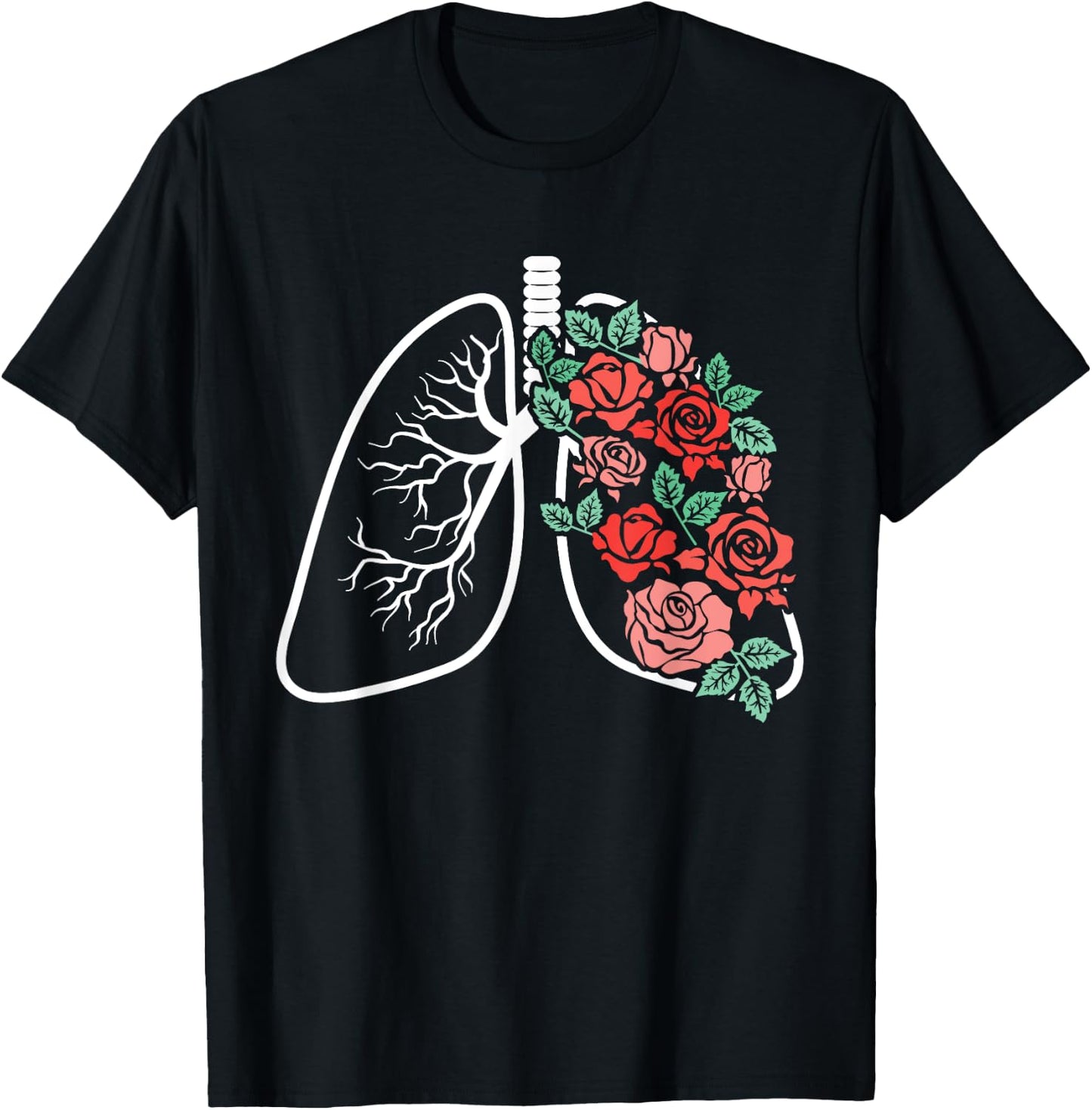 Floral Lungs Anatomical Flowers Pulmonology Student Fan T-Shirt - T-Shirt | Black