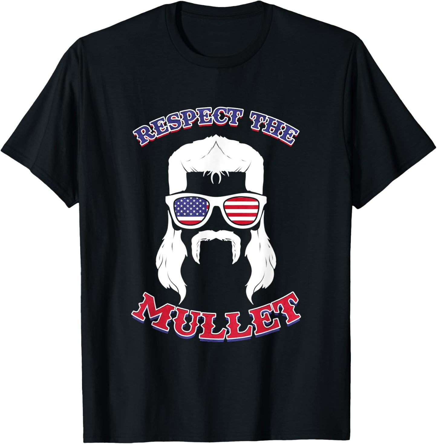 Respect the Mullet - Funny USA Mullet T-Shirt - T-Shirt | Black