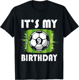 9 Years Old Kids Soccer Player 9th Birthday Boy T-Shirt - T-Shirt | Black