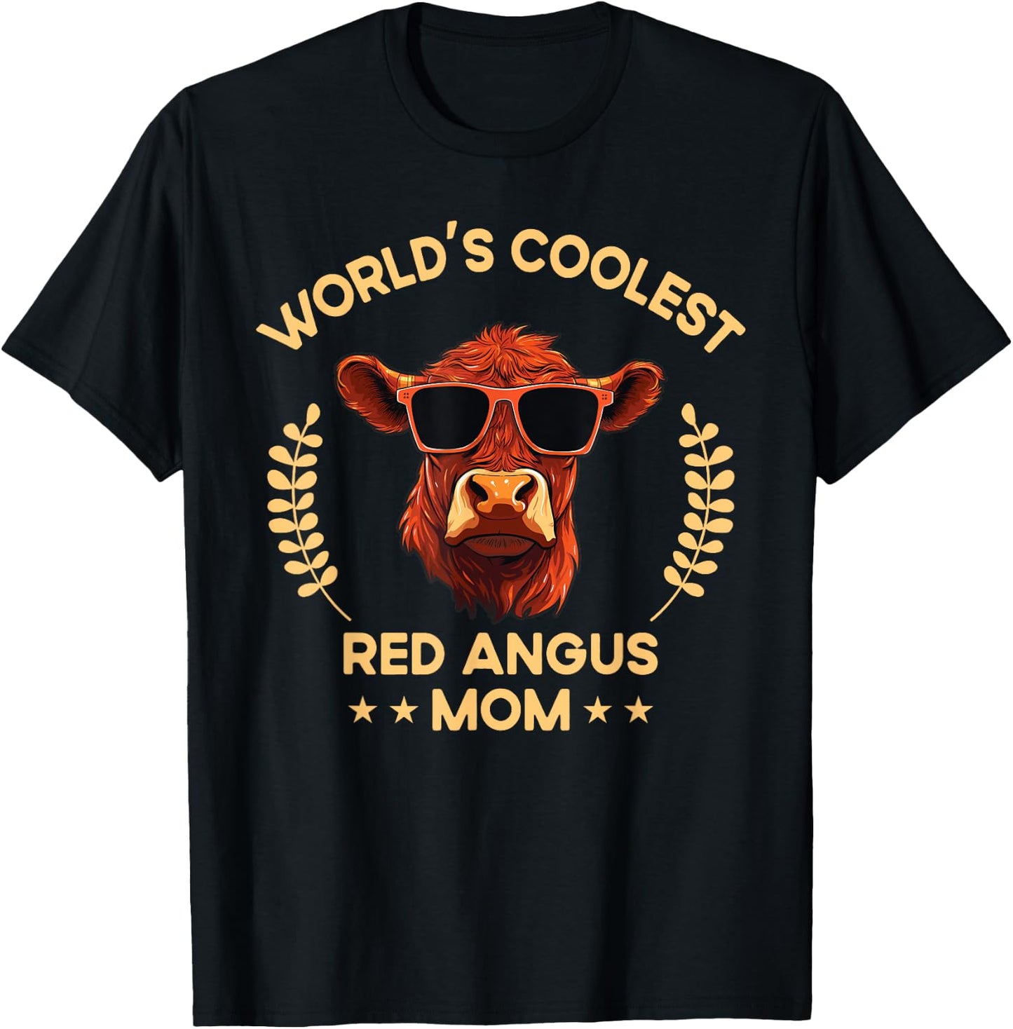 World's Coolest Cow Mom Mama - Women Farmer Red Angus T-Shirt - T-Shirt | Black