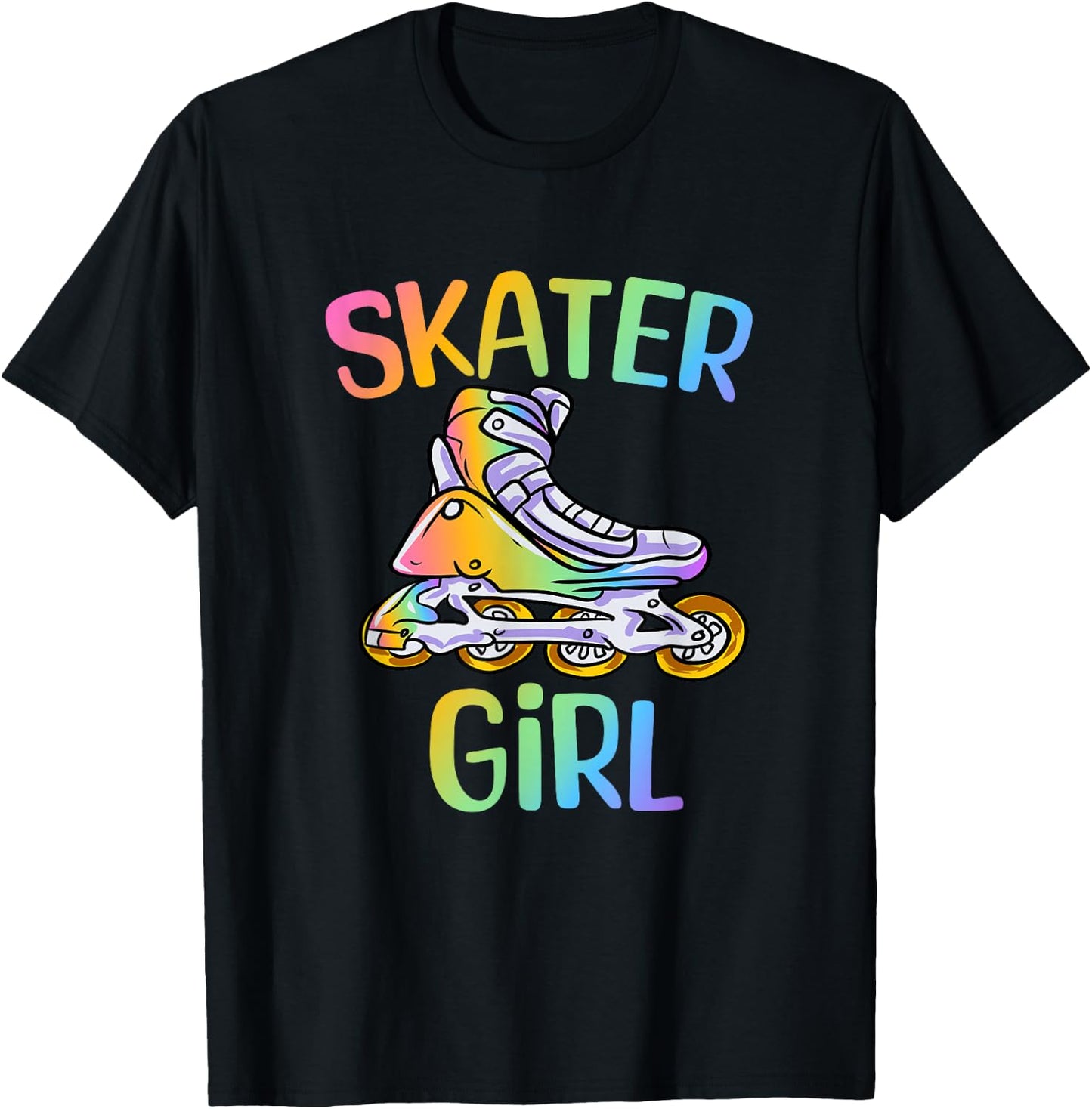 Skater Girl Rollerblading Girl T-Shirt - T-Shirt | Black