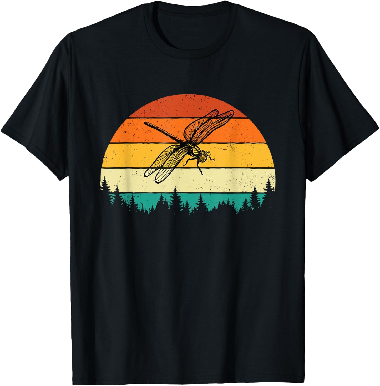 Retro Vintage Dragonfly - Entomology Insect Nature Lover T-Shirt - T-Shirt | Black