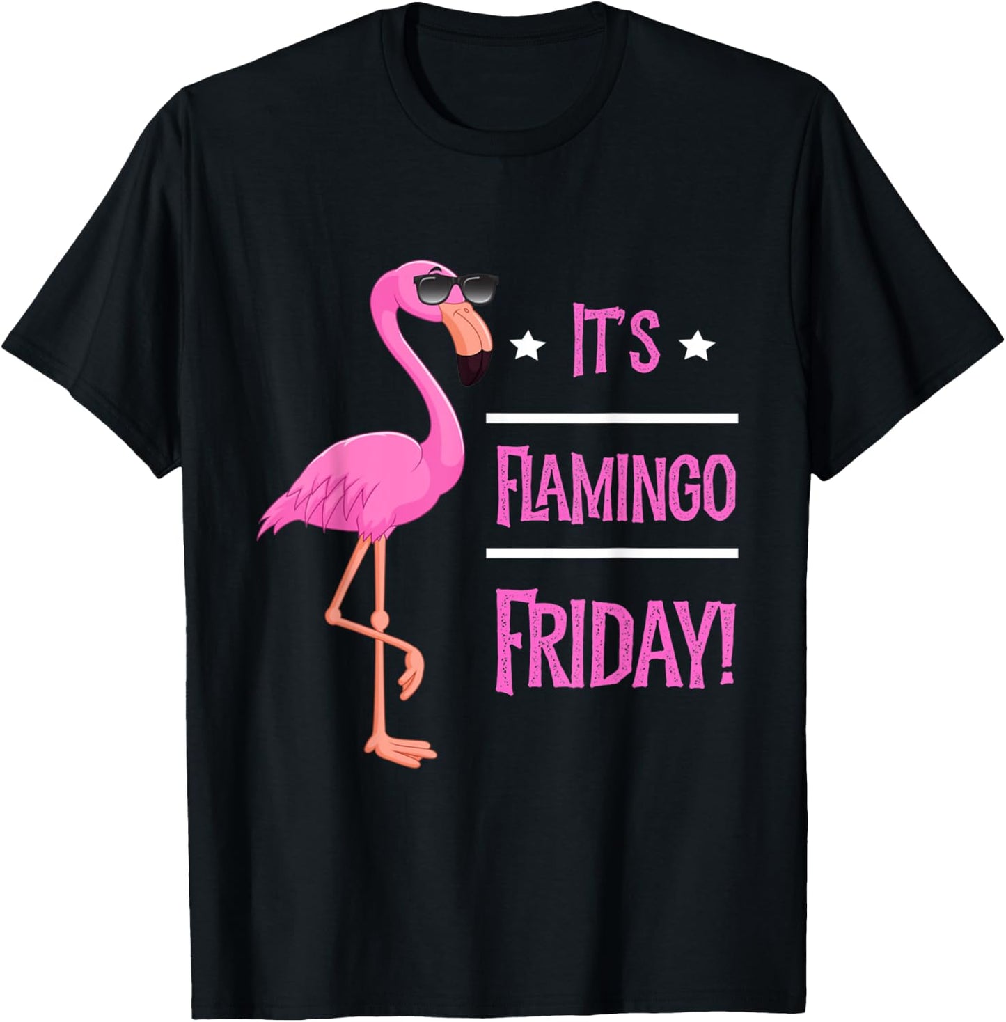 Flamingo It’s Flamingo Friday Birds Wearing Glasses T-Shirt - T-Shirt | Black