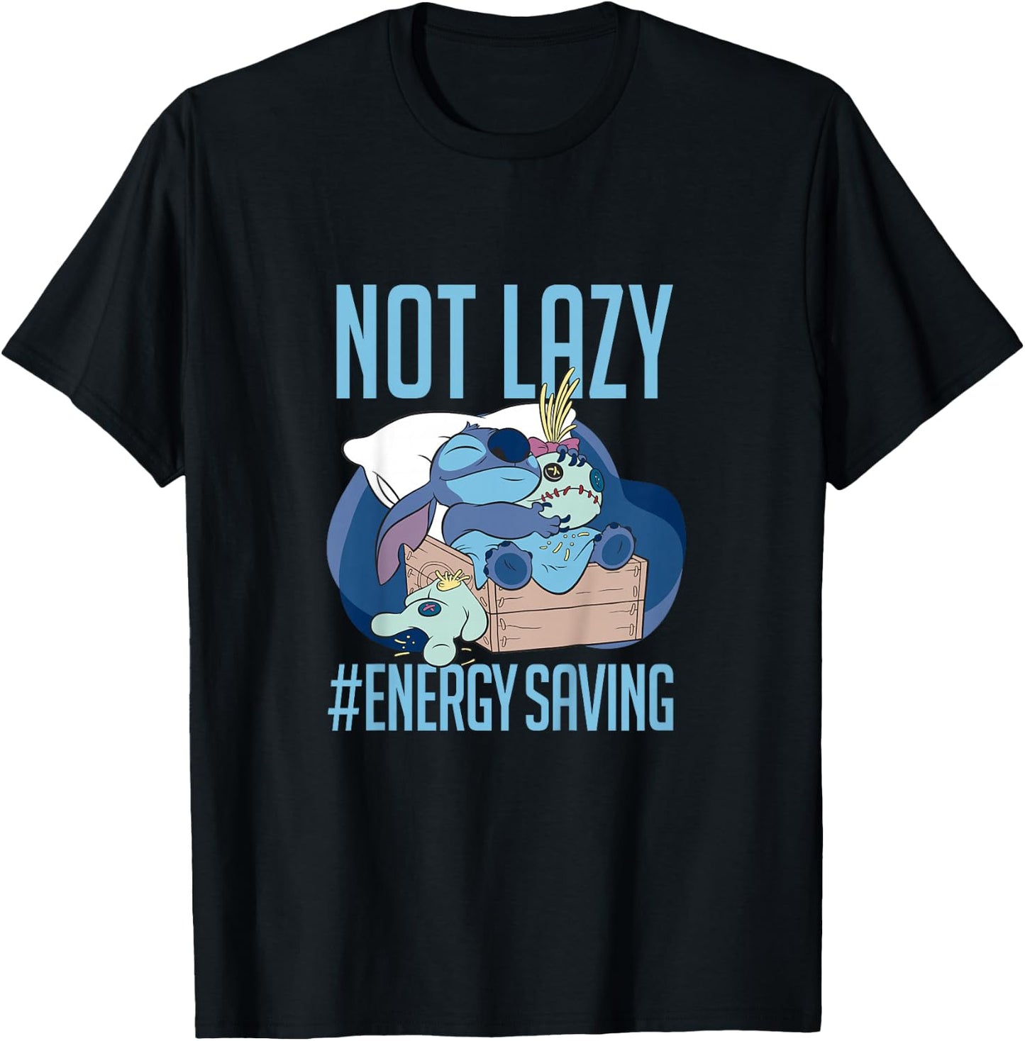 Kids Disney Lilo & Stitch Not Lazy Saving Energy Quote Youth T-Shirt - T-Shirt | Black