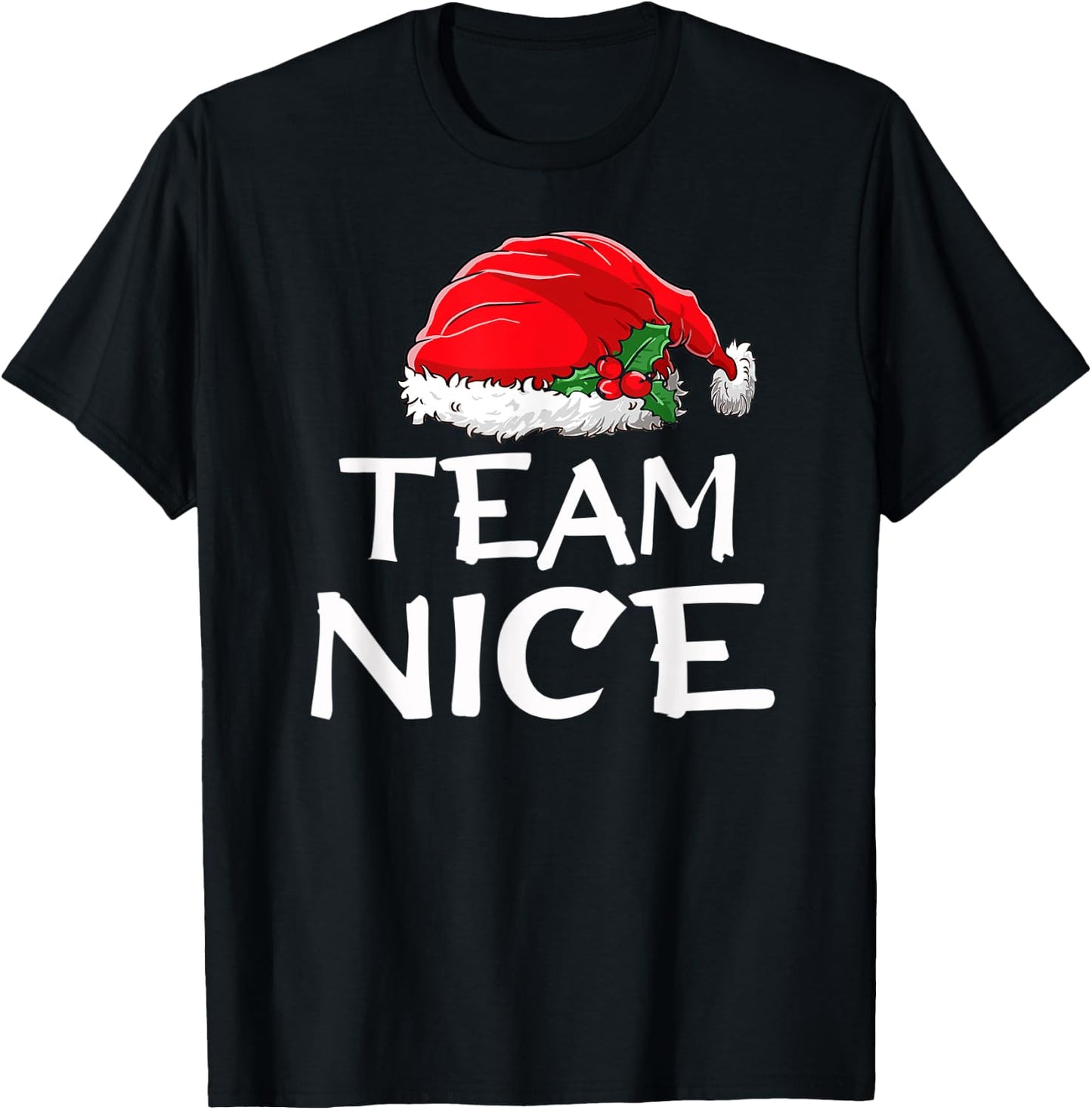 Team Nice Funny Christmas Pajamas Santa Claus Men Women Top T-Shirt - T-Shirt | Black