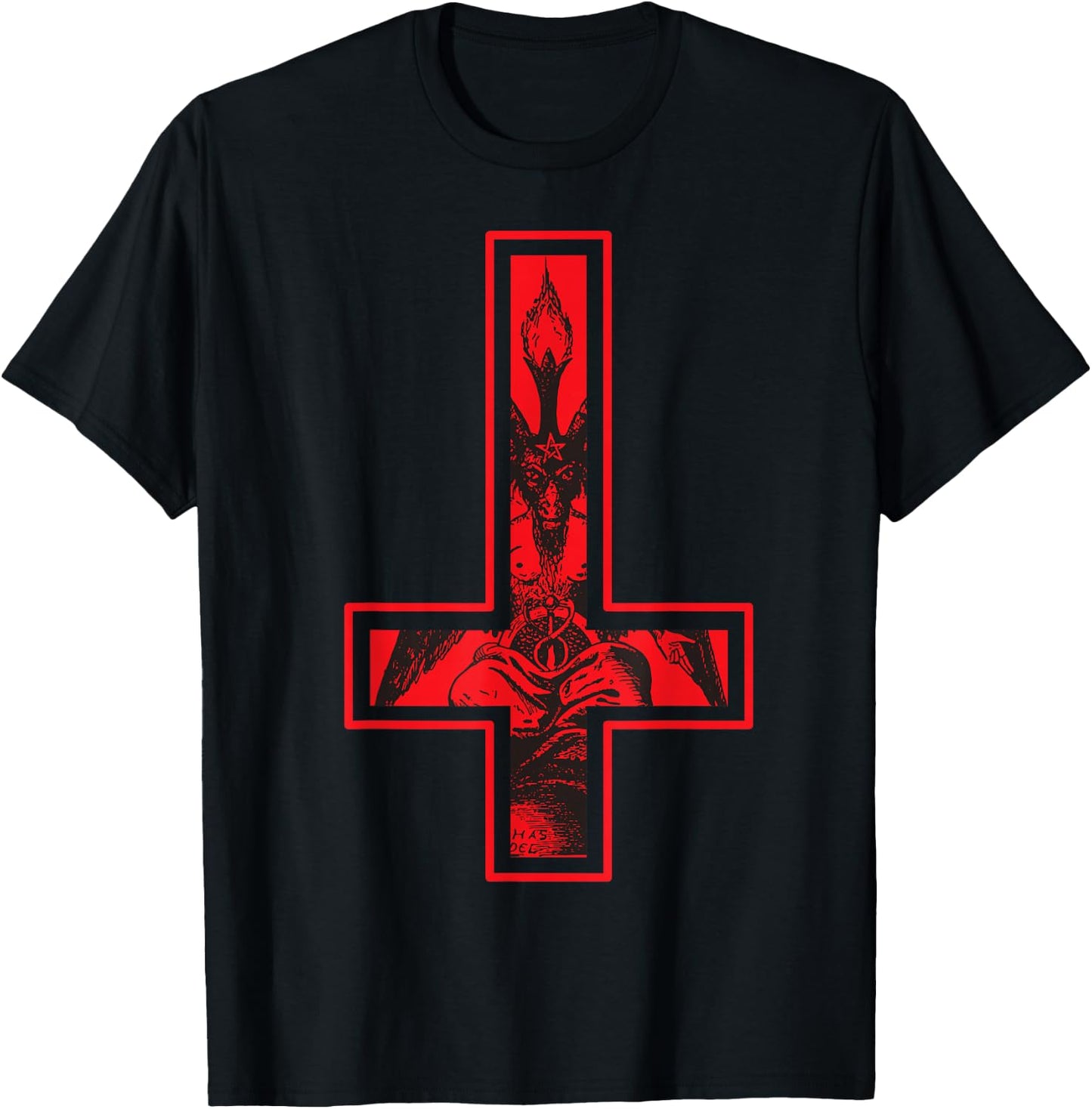 Baphomet Inverted Cross Occult Satanism Hail Satan T-Shirt - T-Shirt | Black
