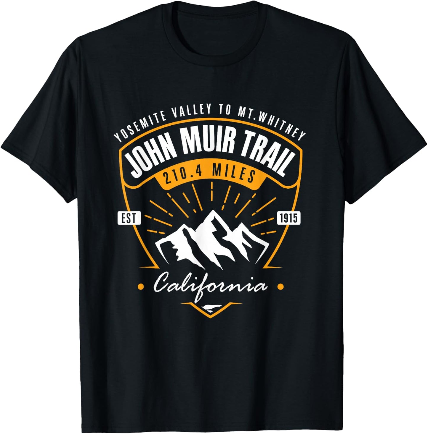John Muir Trail Hiking Backpacking California Hiker T-Shirt - T-Shirt | Black