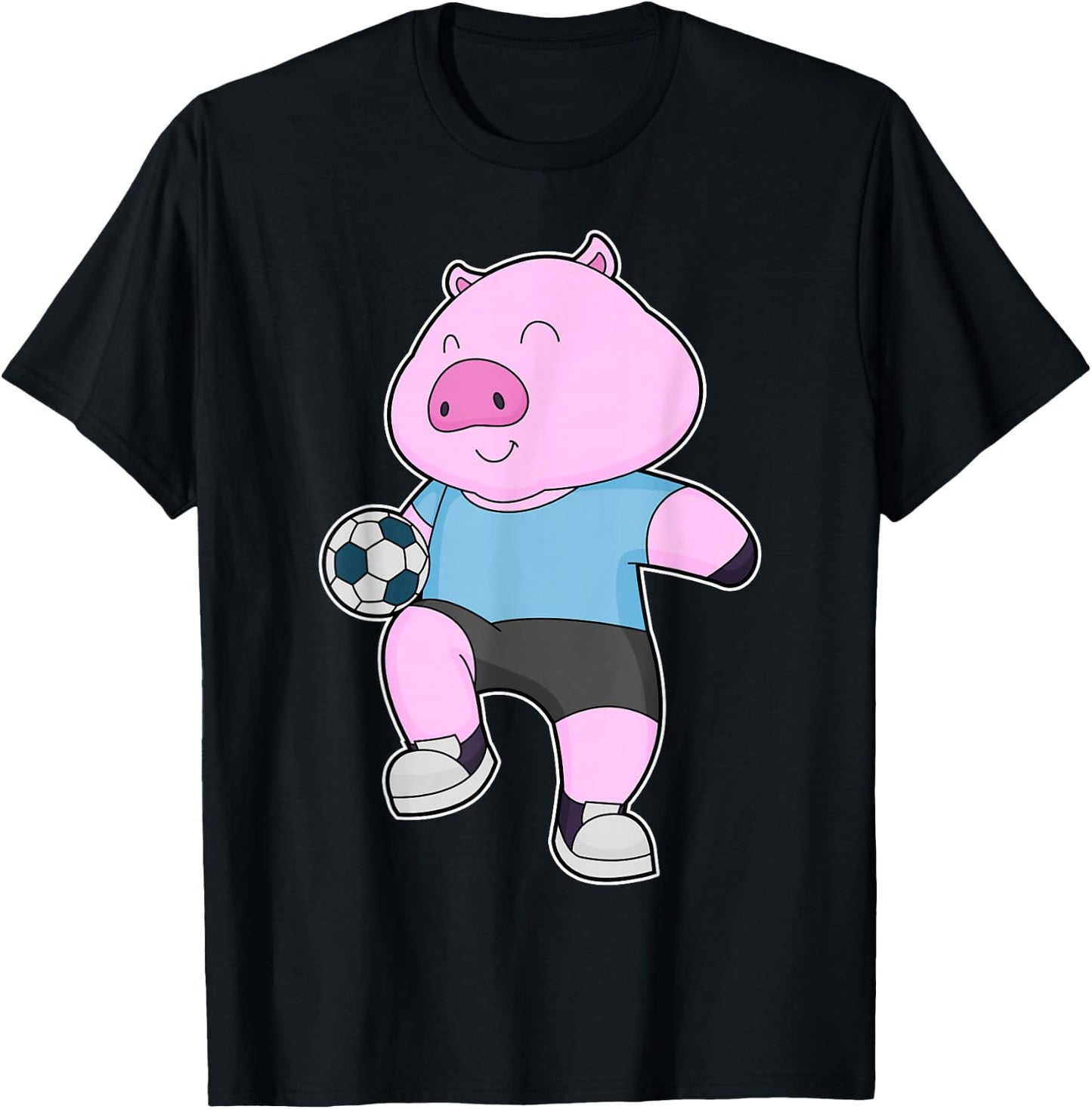 Pig Soccer player Soccer Sports T-Shirt - T-Shirt | Black