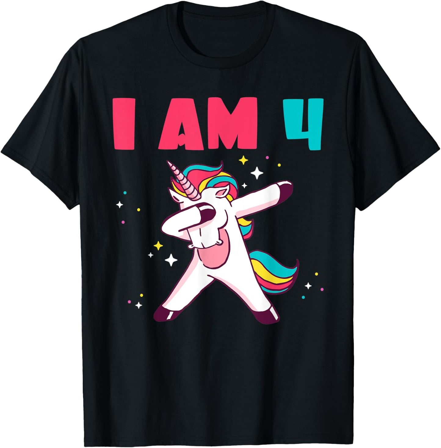 I am 4 Years Magical Unicorn T-Shirt - T-Shirt | Black