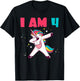 I am 4 Years Magical Unicorn T-Shirt - T-Shirt | Black