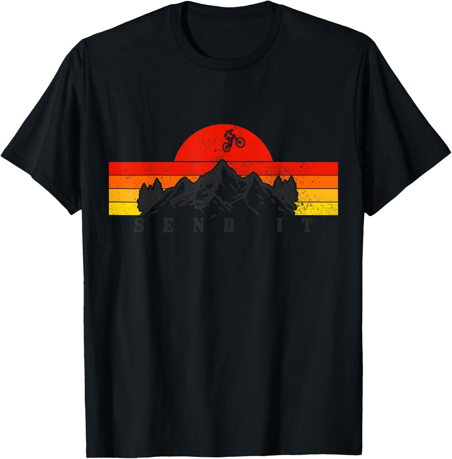 Mountain Bike Send It Vintage MTB Mountain Biker T-Shirt - T-Shirt | Black