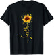 Faith Cross Sunflower Butterflies Flowers Christians Flora T-Shirt - T-Shirt | Black