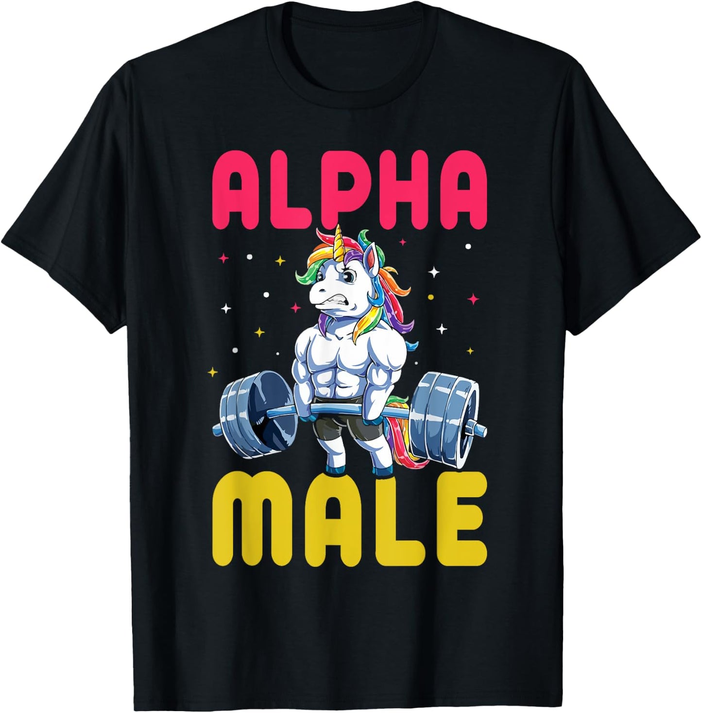 Alpha Male Men Unicorn Funny Weightlifting Workout Gym T-Shirt - T-Shirt | Black