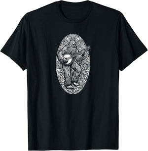 Artistic Banjo Sasquatch Bigfoot Bluegrass T-Shirt - T-Shirt | Black