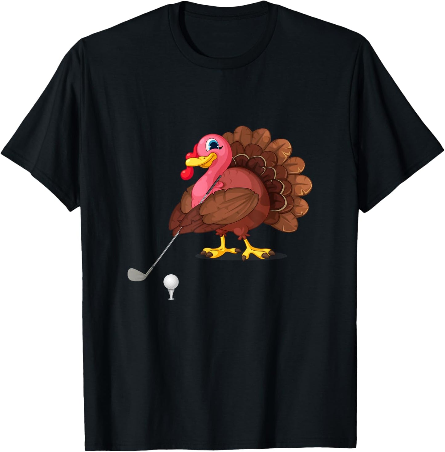 Golf Club Cute Thanksgiving Day Funny Love Golfing Turkey T-Shirt - T-Shirt | Black