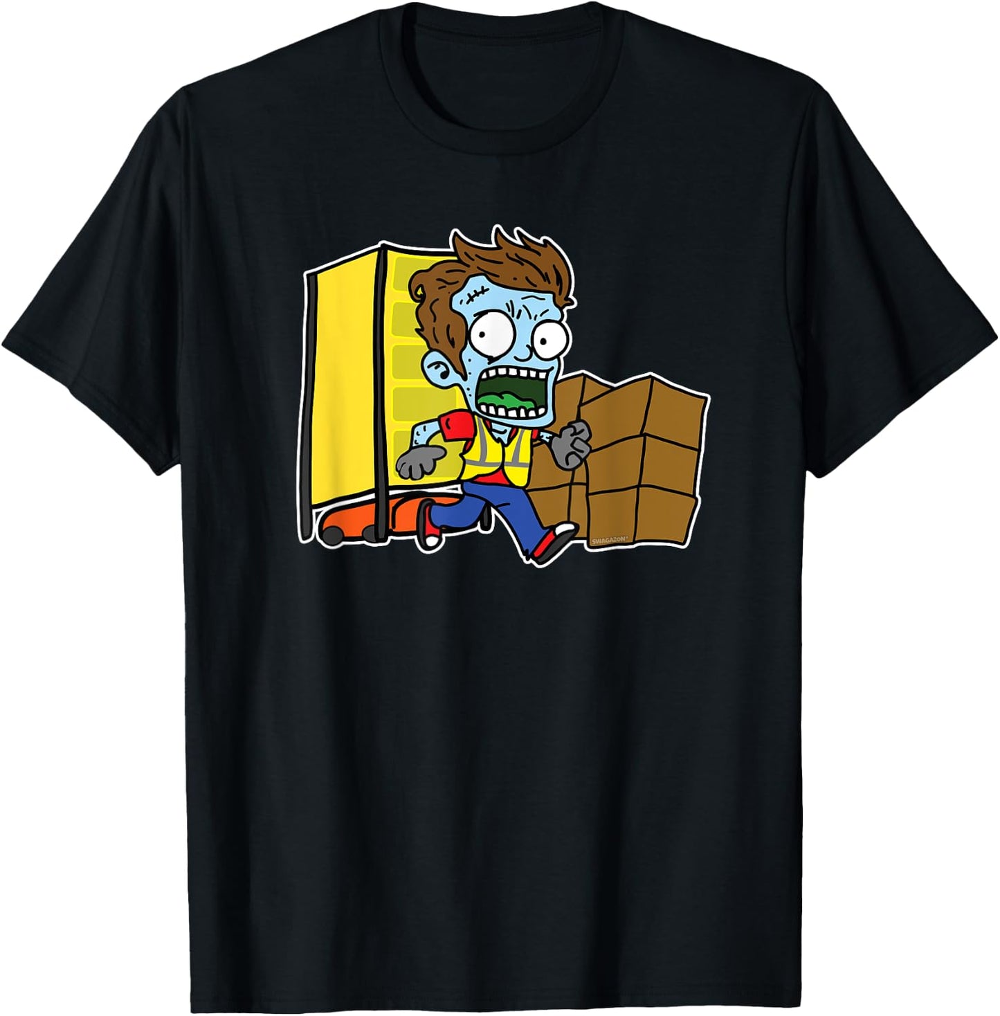 AmaZombie x Swagazon Coworker Associate Zombie Running T-Shirt - T-Shirt | Black