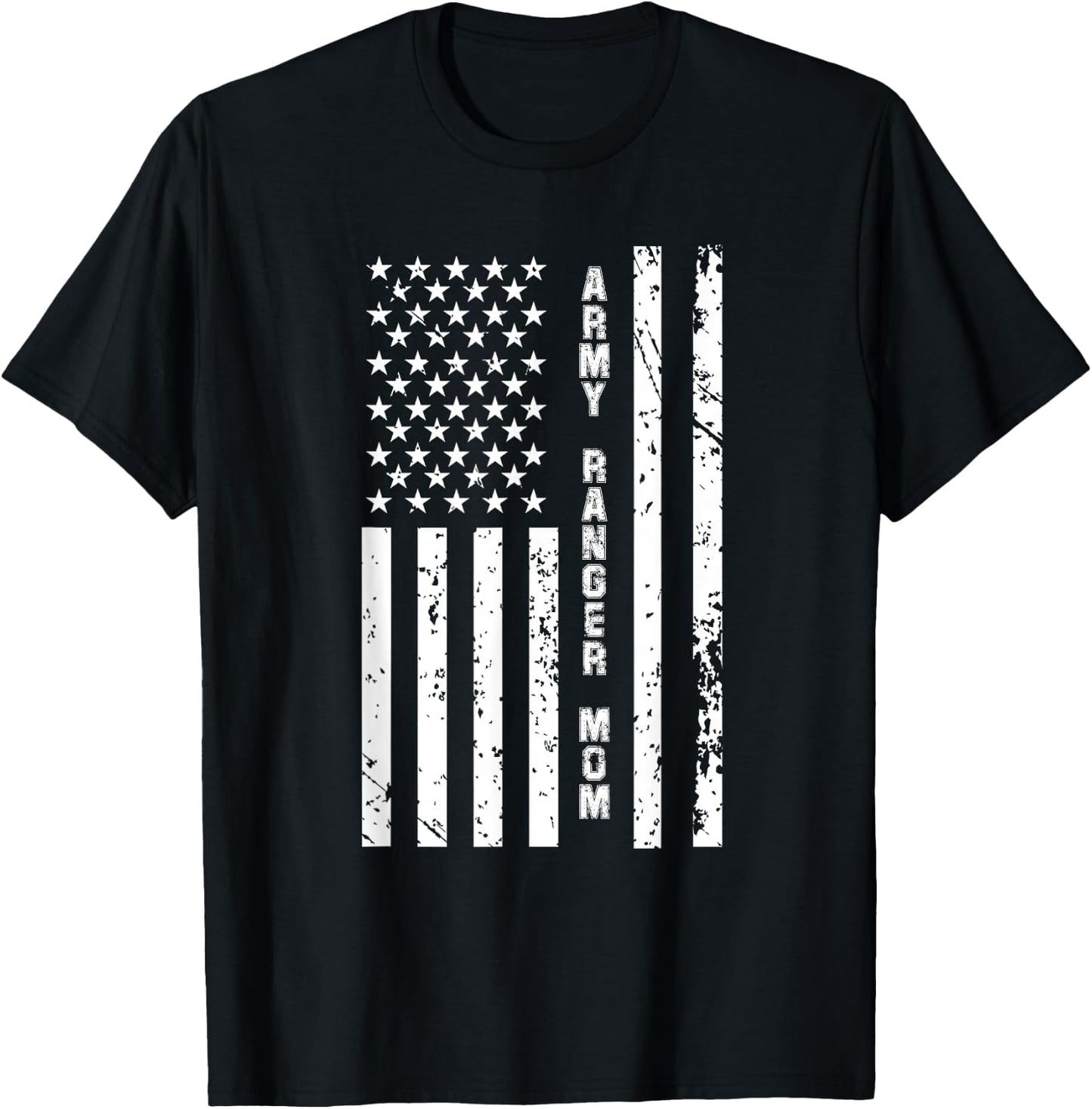Army Ranger Mom United States Patriotic American Flag T-Shirt - T-Shirt | Black