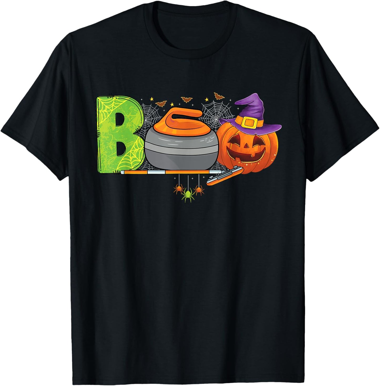 Boo Curling Player ice Sports Curling Halloween costume T-Shirt - T-Shirt | Black