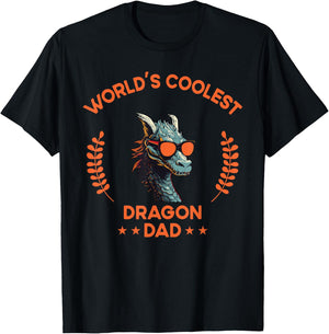 World's Coolest Dad Papa - Men Father Funny Dragon T-Shirt - T-Shirt | Black