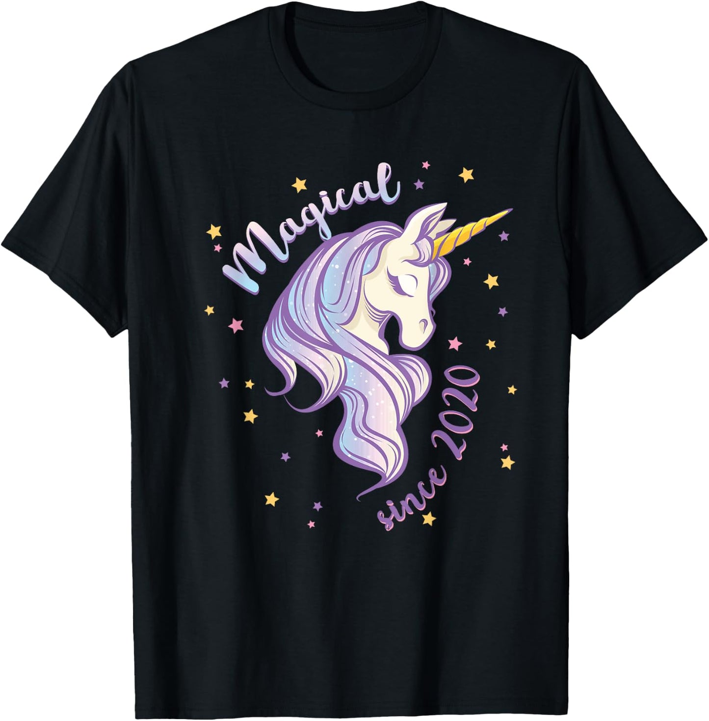 Unicorn Magical Since 2020 2nd Birthday T-Shirt - T-Shirt | Black